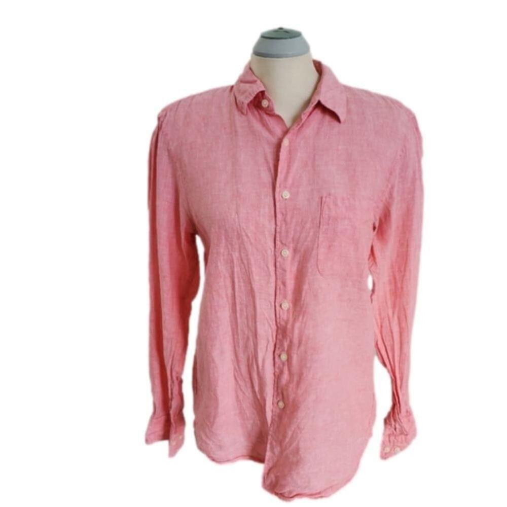 Uniqlo 100% Linen Button Down Long Sleeve Shirt Size Medium